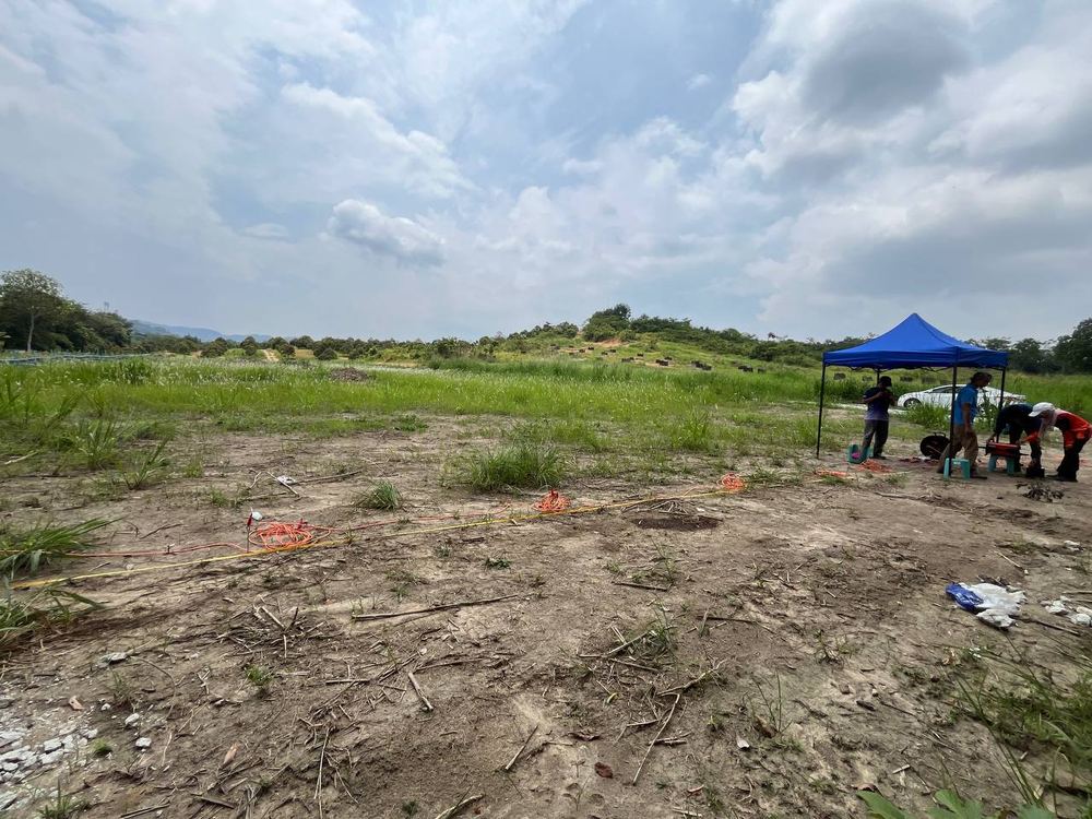 ERT survey being set up in an open field