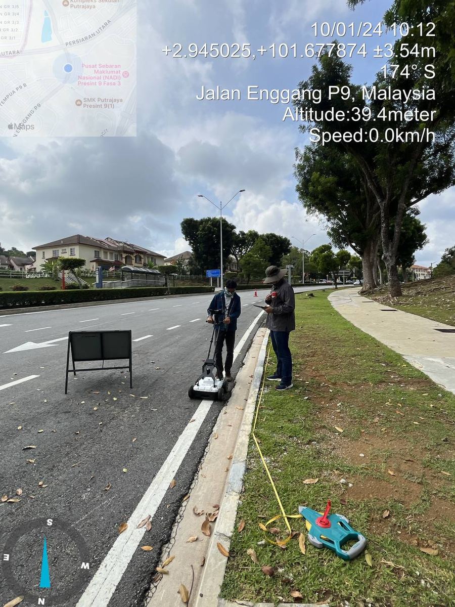 GPR survey cart in operation on a road in Putrajaya